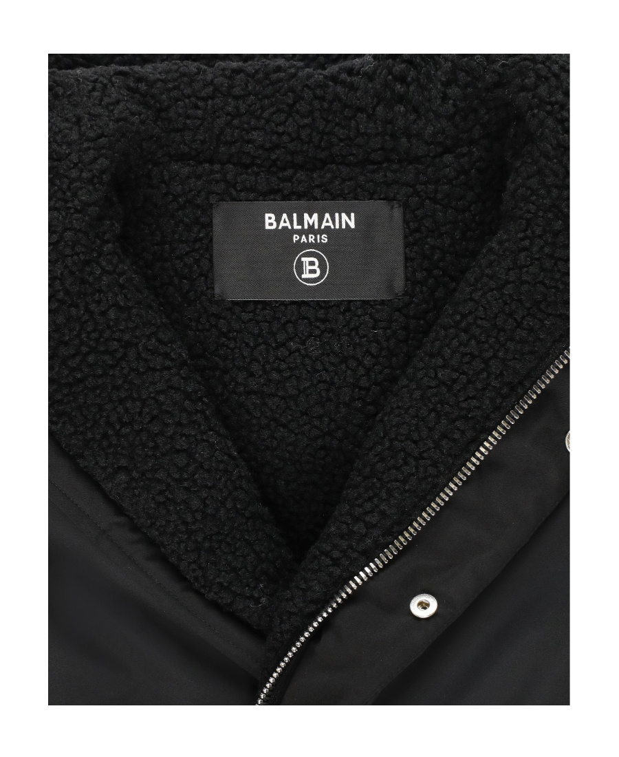 Balmain Logo-print Hooded Padded Jacket In Black