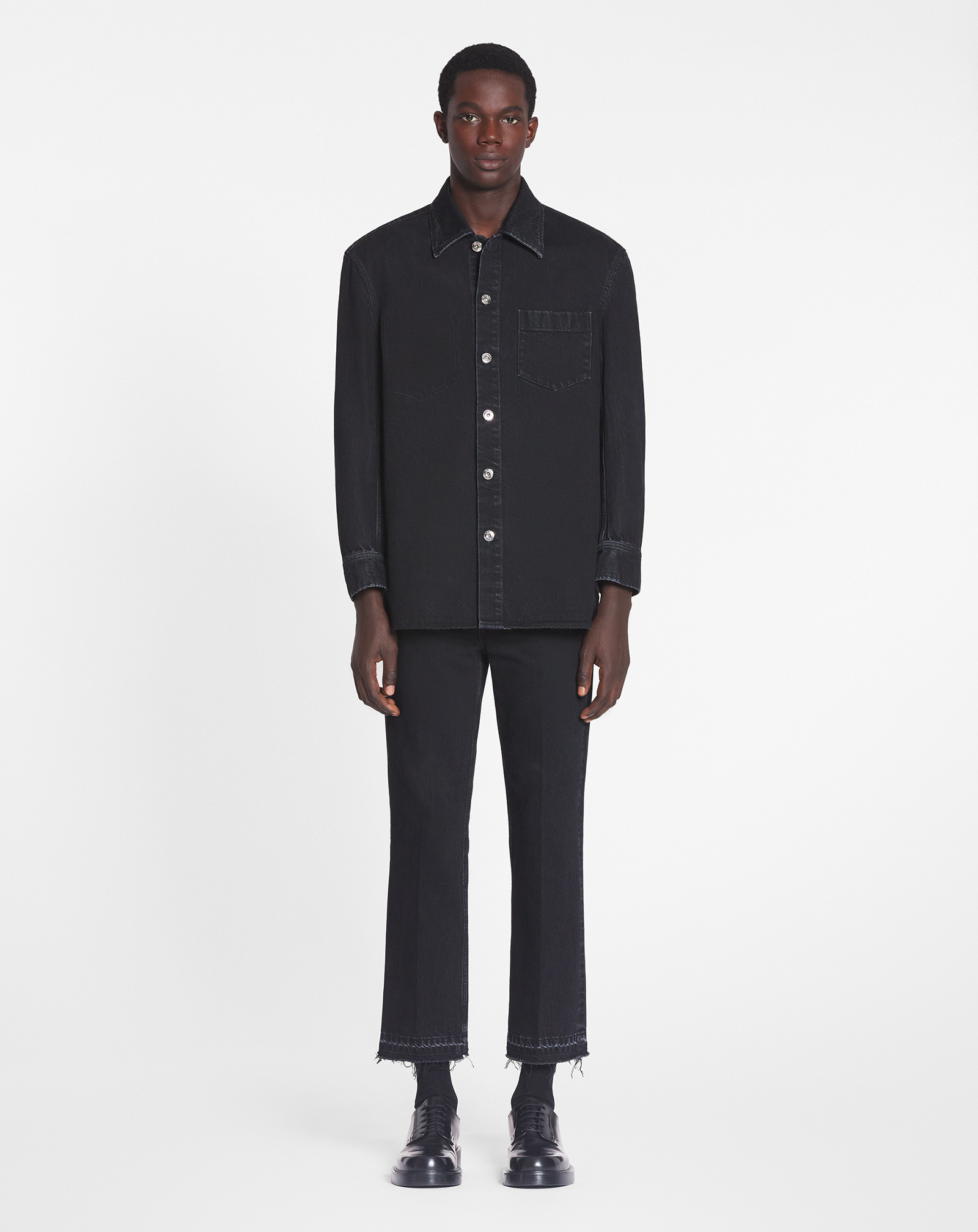Lanvin Long-sleeved Denim Coat In Black