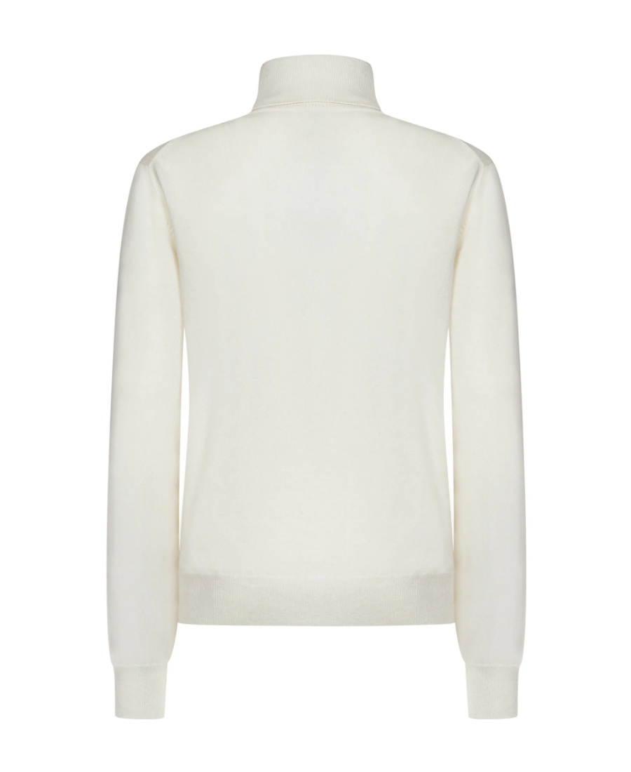 Malo Shaved Cyclist Turtleneck Knit Sweater In White