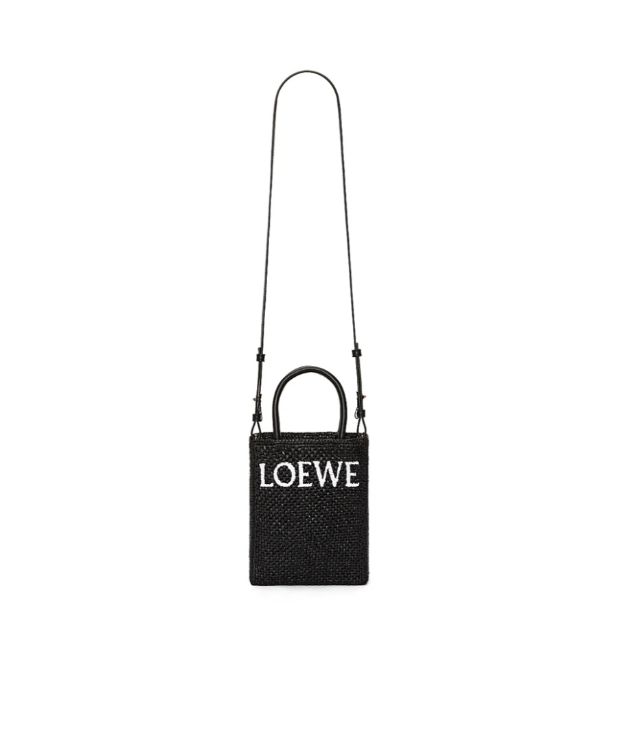 Loewe Standard A5 Tote Bag In Raffia In Black