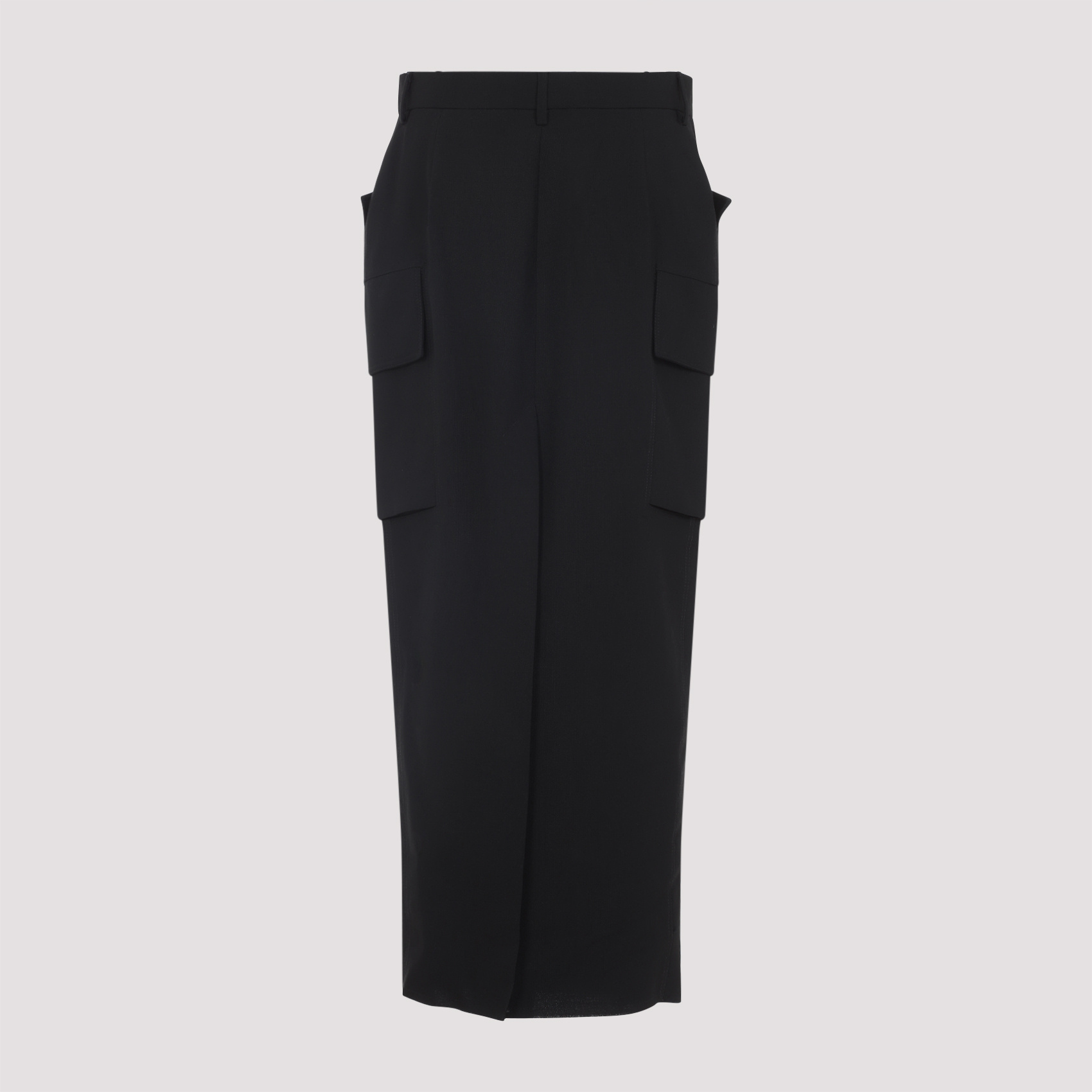 Rick Owens Firbanks Virgin Wool Twill Cargo Skirt In Black