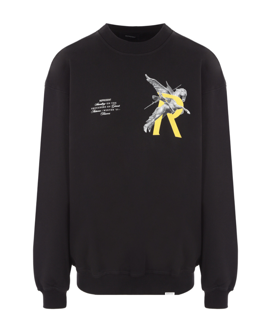 Represent Graphic-print Cotton Sweatshirt In Black