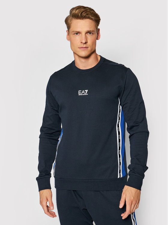 Ea7 Color Logo Printed Sweater In Black