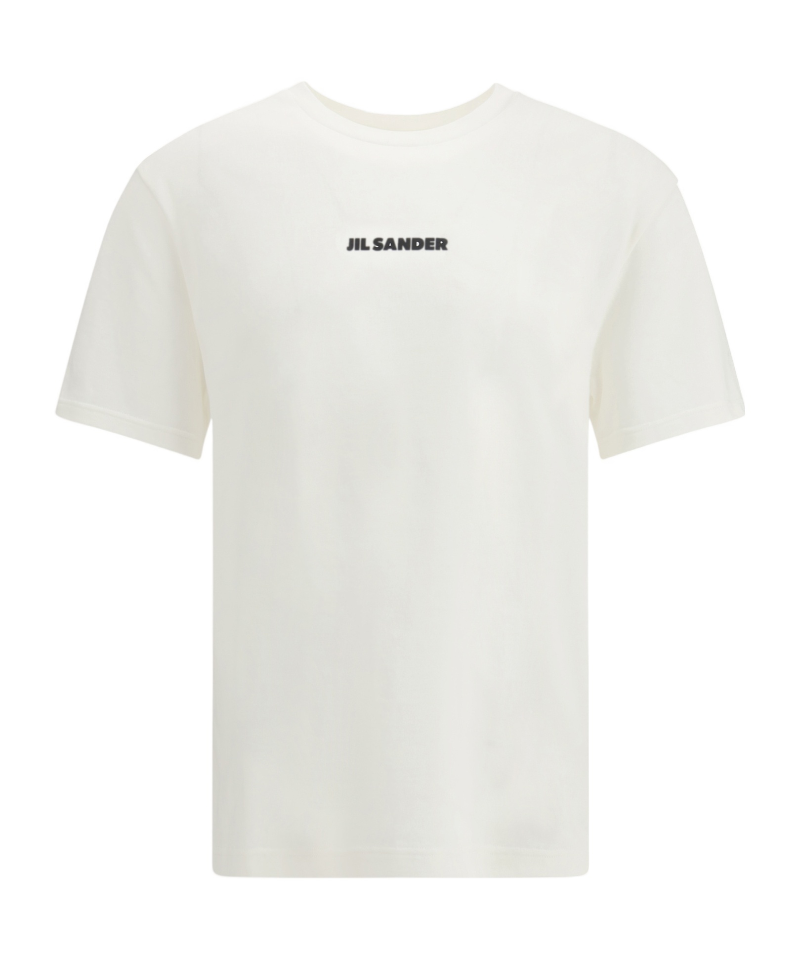 Jil Sander Men White Crewneck T-shirt With Logo Lettering On The Front In Cotton Man
