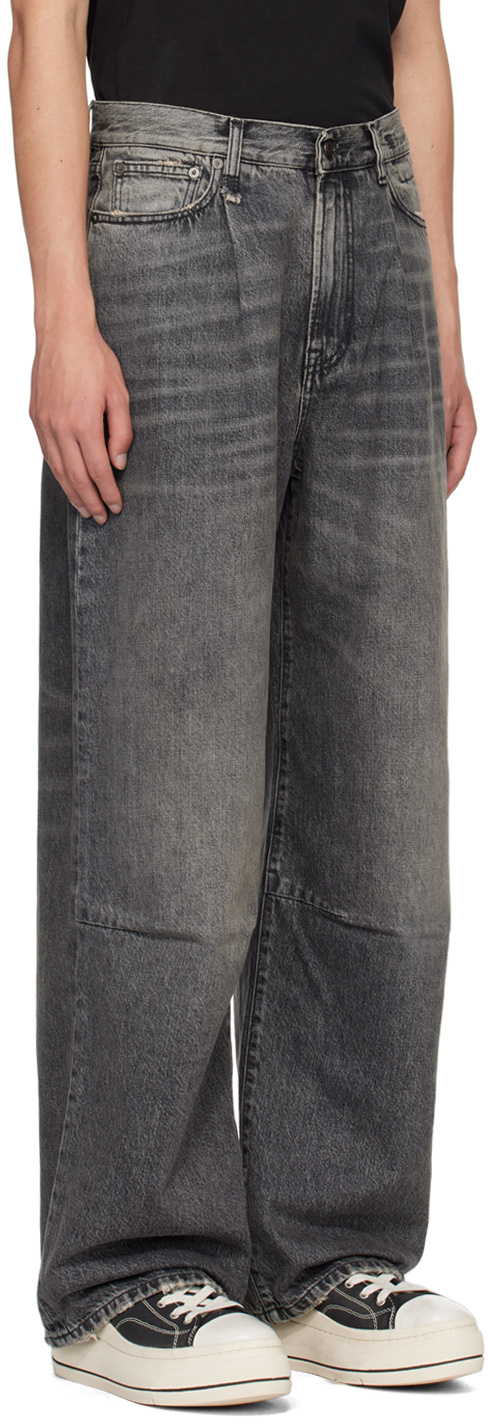 R13 Ssense Exclusive Gray Wayne Articulated Knee Jeans In Black