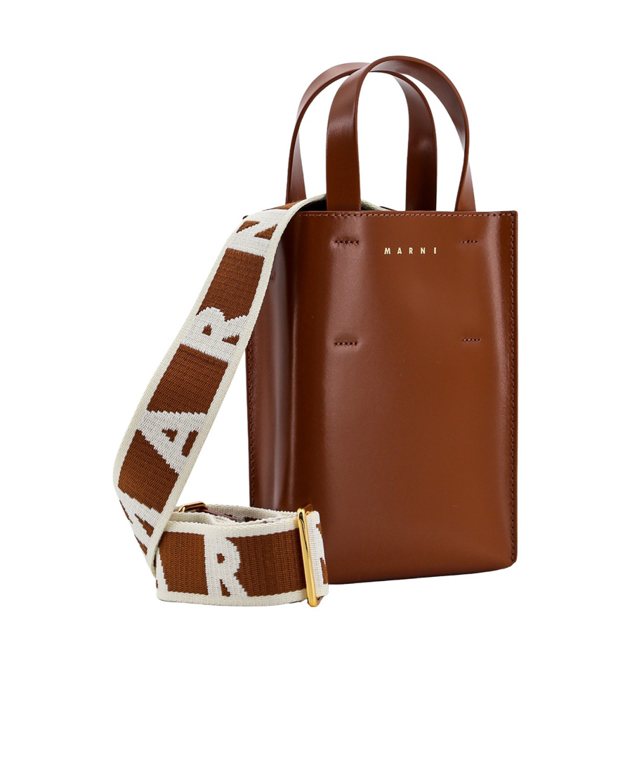 Marni Museo Nano Bag In Brown Leather In Brown