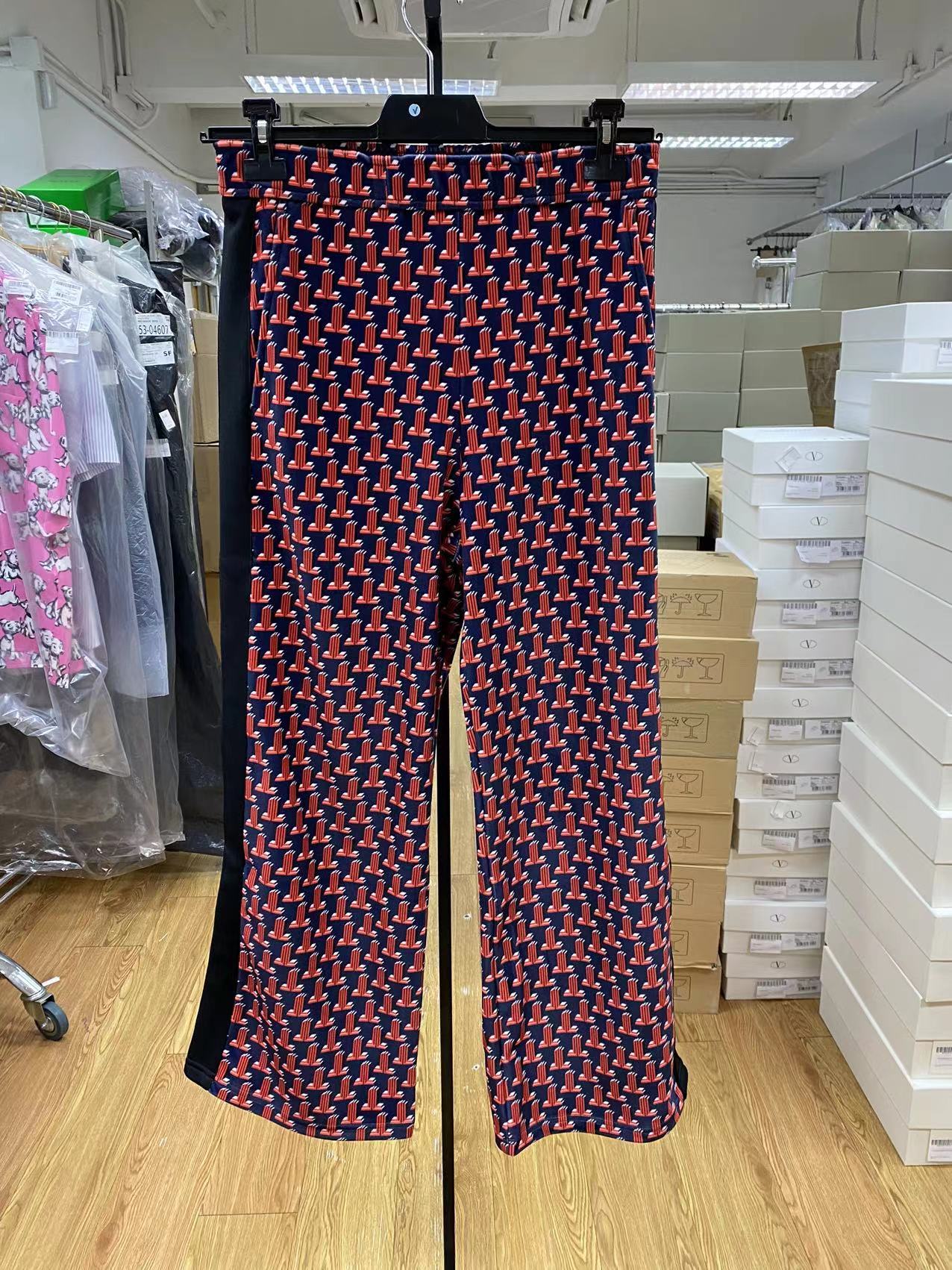 Lanvin Logo Pattern Straight Casual Pants In Black