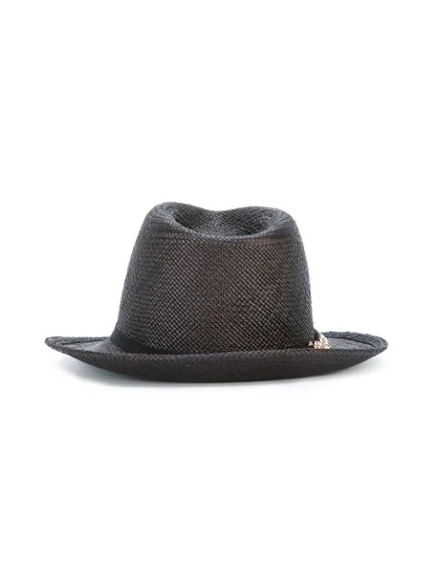 Shop Stella Mccartney Weave A Straw Hat In Black