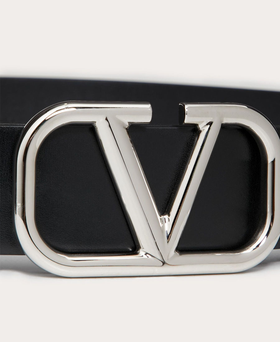 Valentino Garavani Vlogo Signature Belt In Shiny Calfskin 30 Mm In Nude