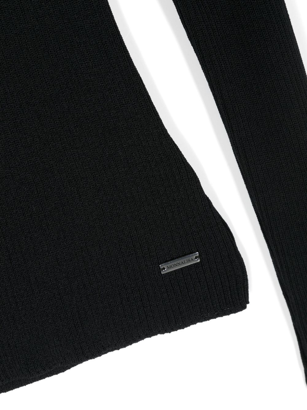 Monnalisa Ribbed-knit Cold-shoulder Top In Black