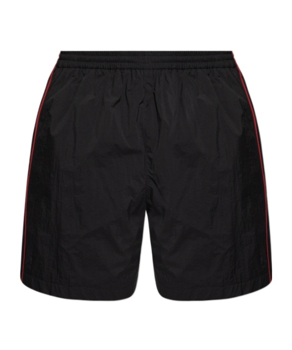 Balenciaga Rainbow Logo Elastic Waist Mesh Swim Shorts In Black