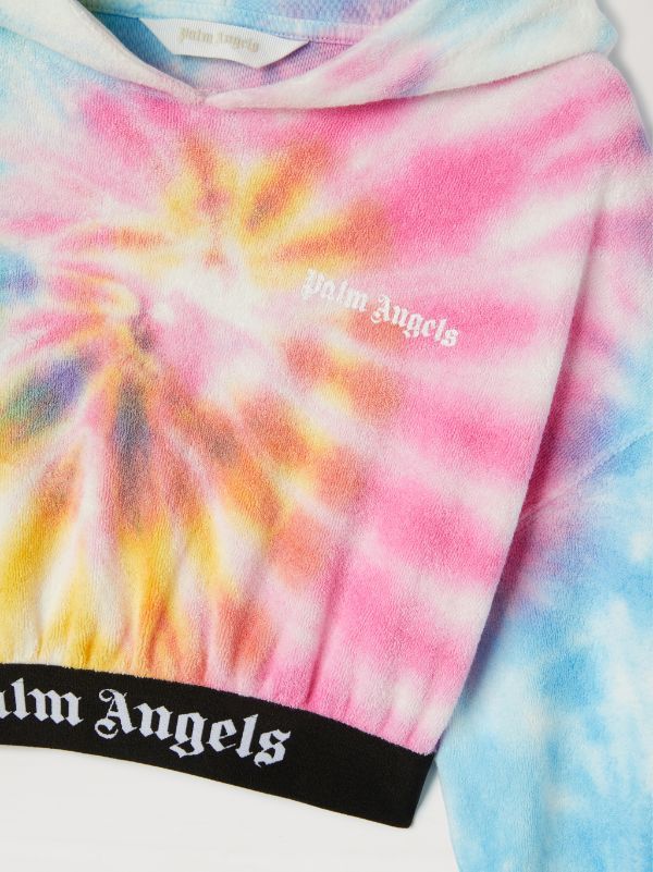Palm Angels Cropped Tie-dye Hoodie In Multicolor