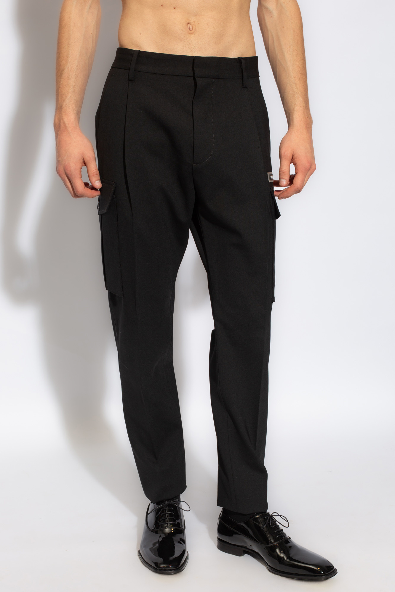 Shop Dsquared2 Utility One Pleat Tapered Trousers In Black