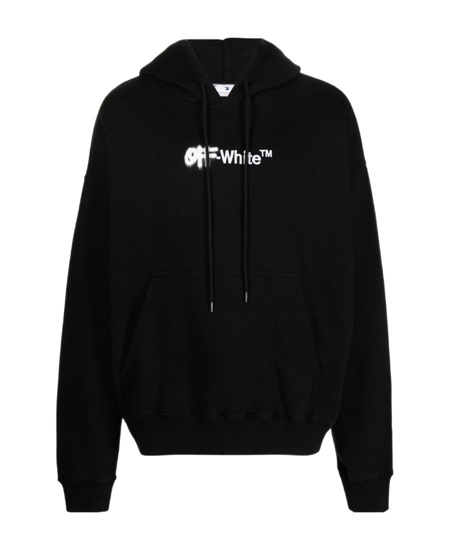 Off-white Spray Helvetica Logo-embroidered Hoodie In Black