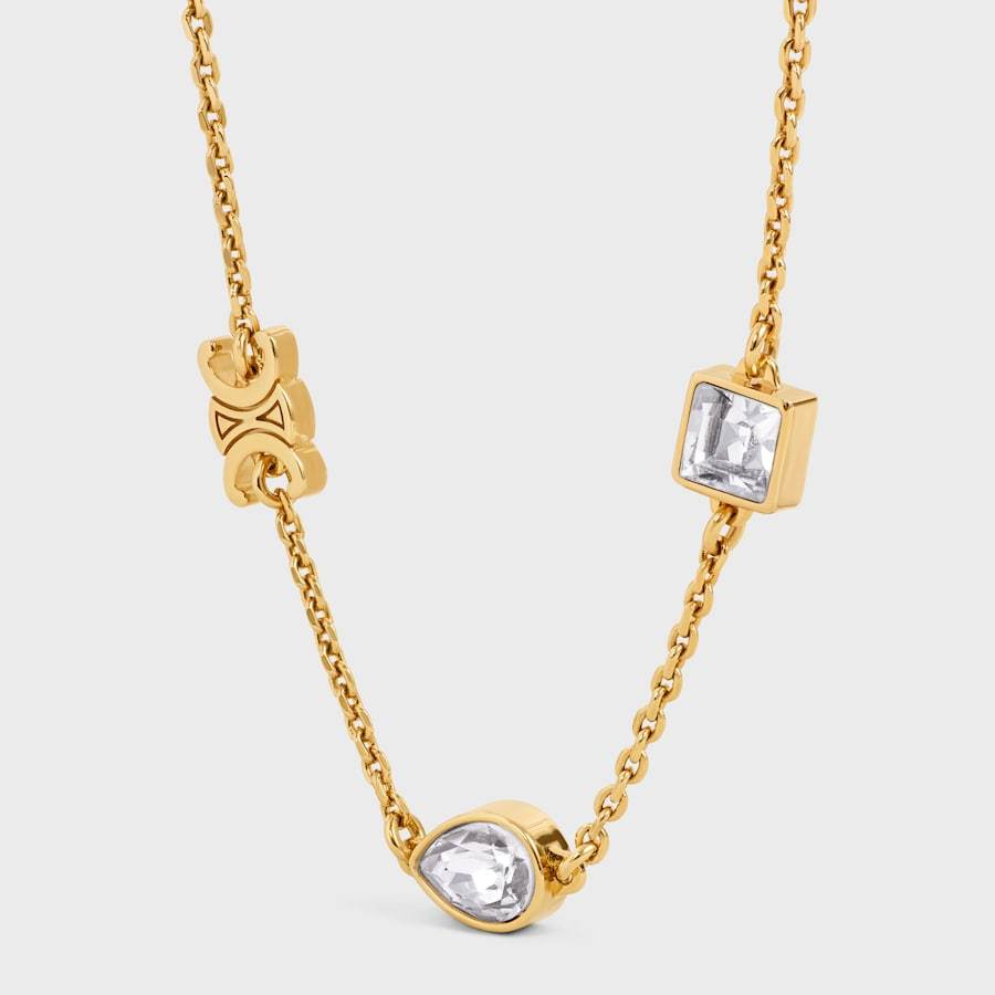 Celine Triomphe Twinkle Bracelet In Strass And Brass With Gold Finish In Gold