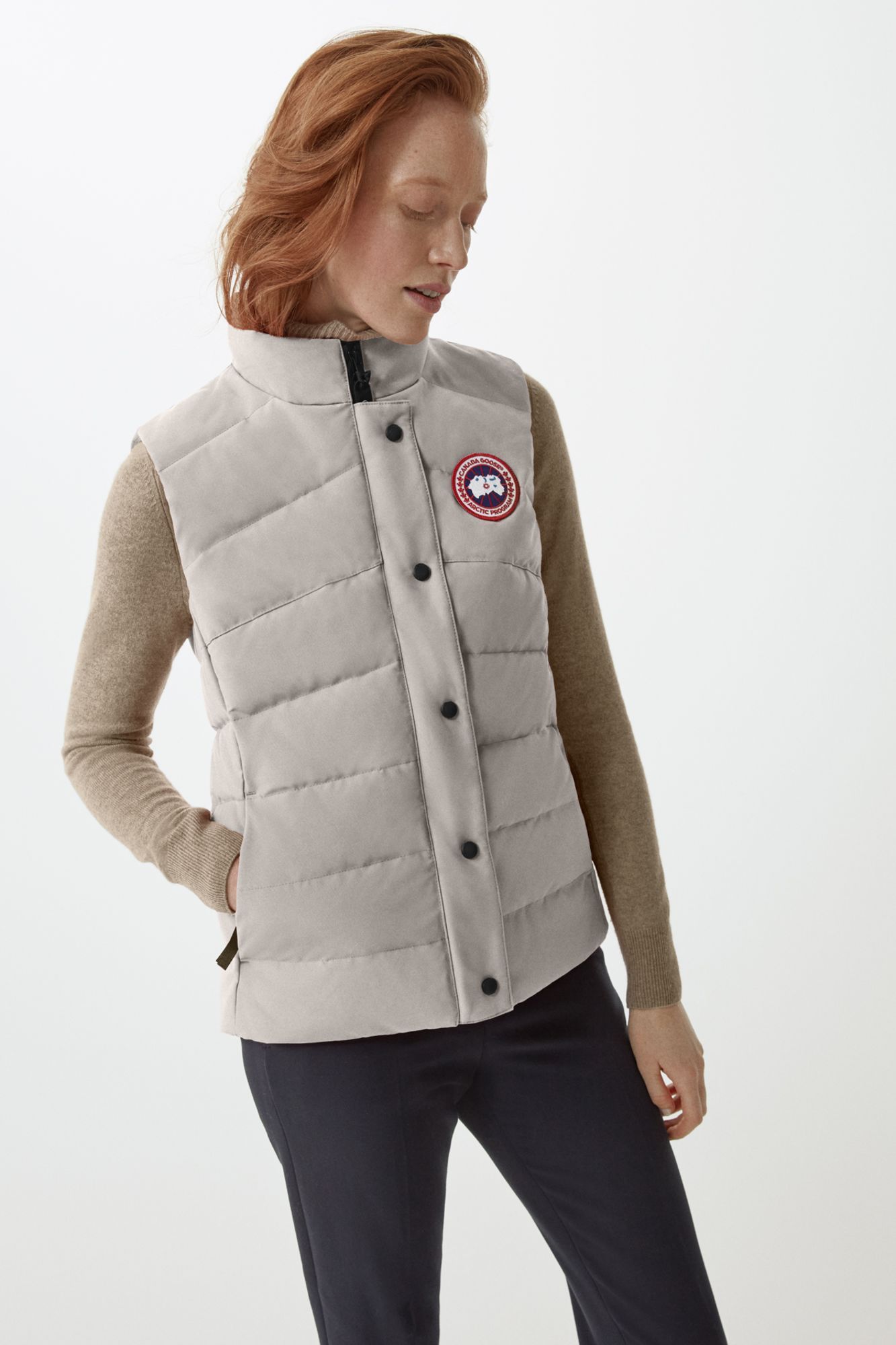 Shop Canada Goose Logo-patch Padded Gilet In Gray