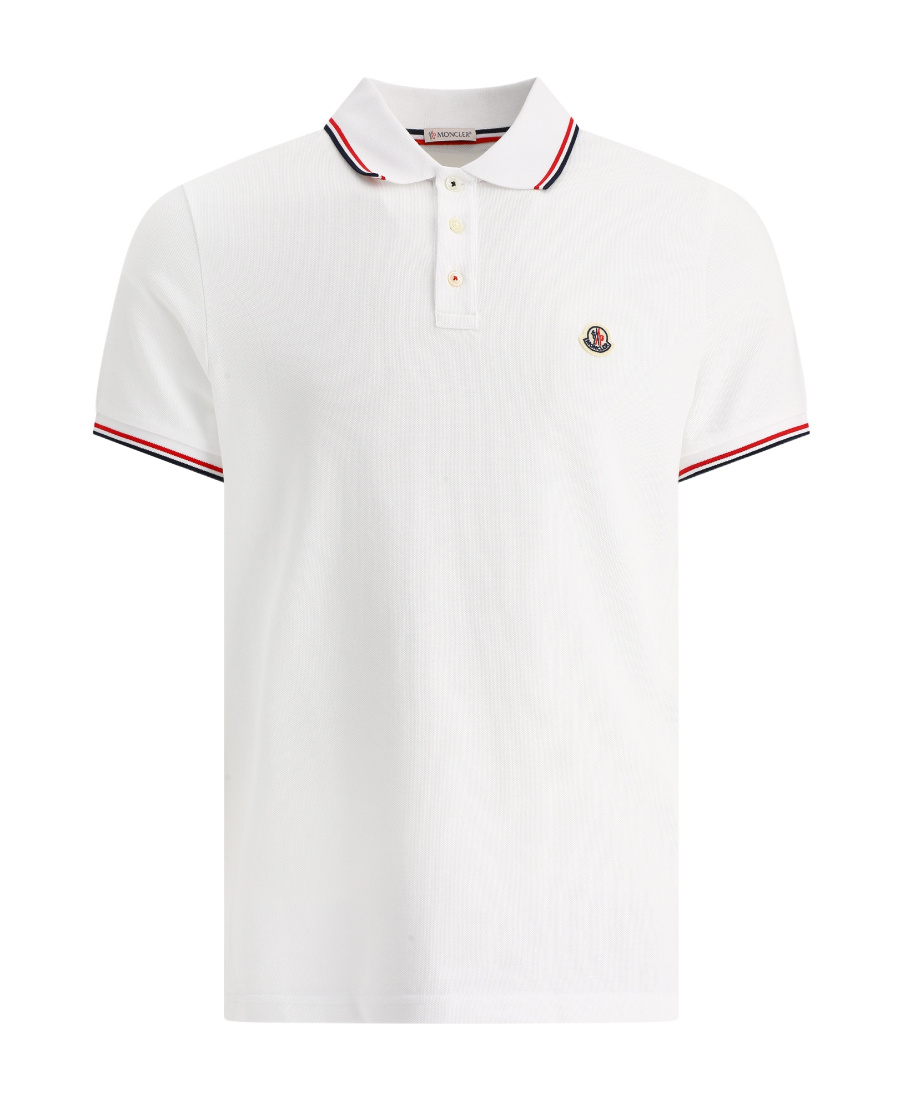 Moncler Cotton Polo Shirt With Logo In White