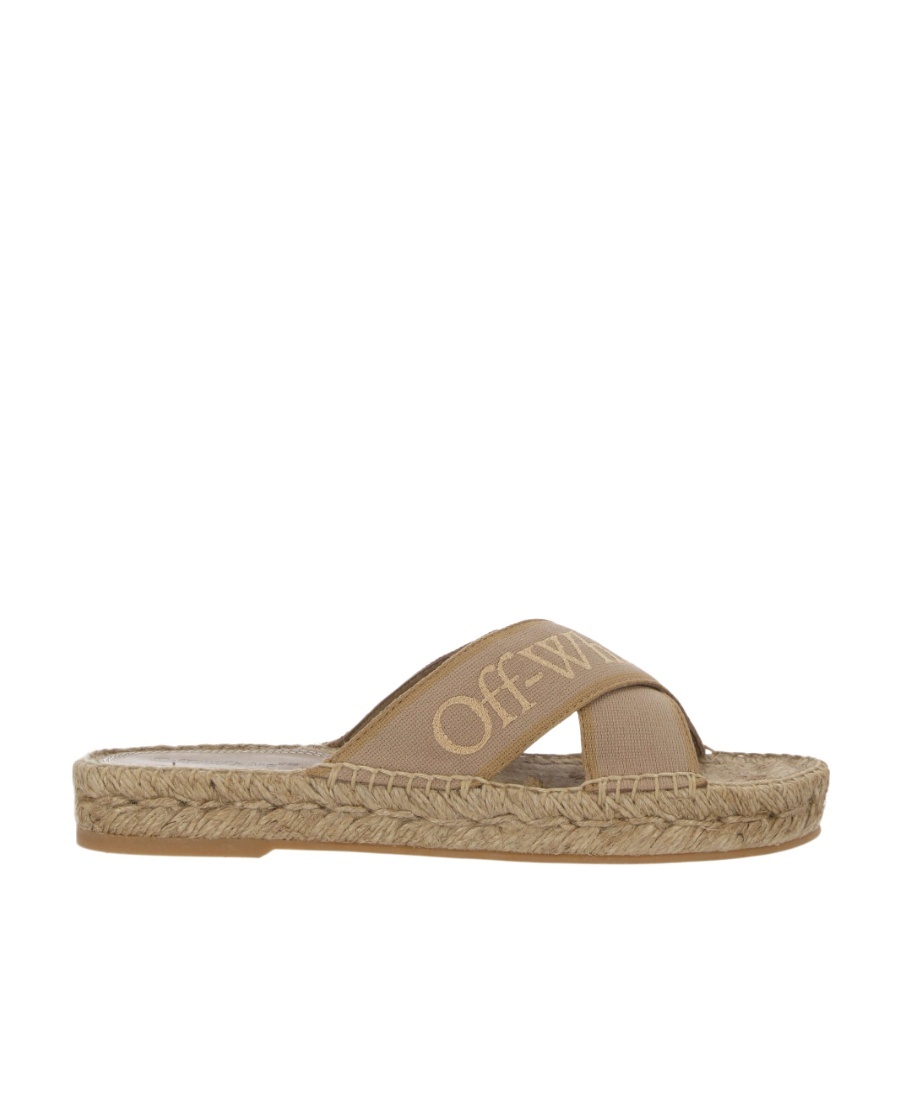 Shop Off-white Bookish Criss Cross Espadrill Beige Off In Nude