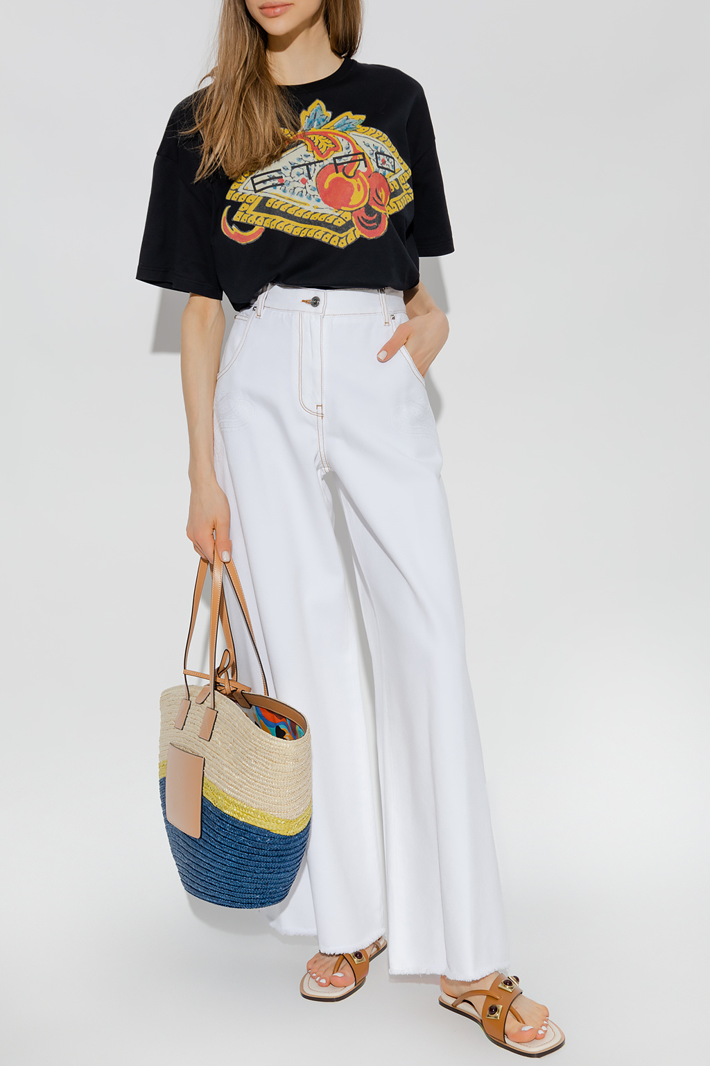 Etro T-shirt With Round Neck And Short Sleeves In Black