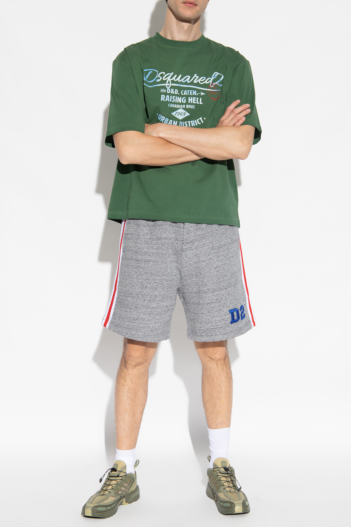 Dsquared2 Logo-embroidered Striped Track Pants In Gray