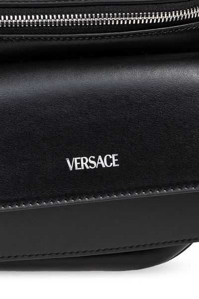 VERSACE LOGO-LETTERING LEATHER BELT BAG