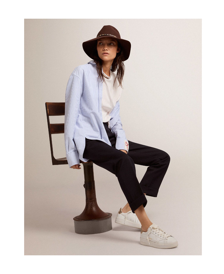 Golden Goose Oxford Striped Shirt In White