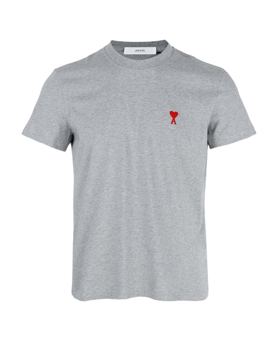 Ami Alexandre Mattiussi Ami Paris Ami De Coeur Logo Embroidered Crewneck T-shirt In Gray