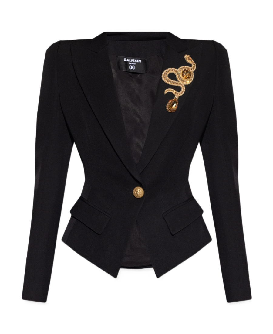 BALMAIN CRYSTAL-EMBELLISHED TAILORED BLAZER