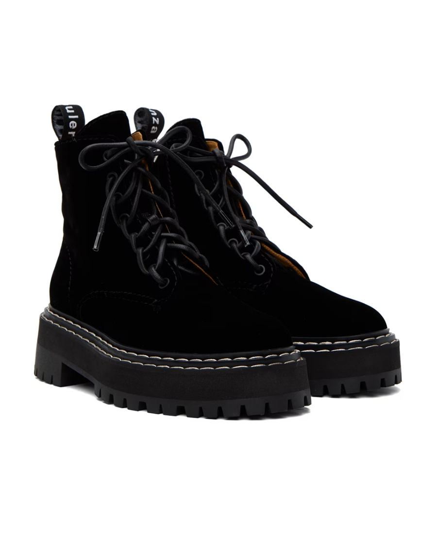 Proenza Schouler Sewing Details Round Head Short Boots In Black