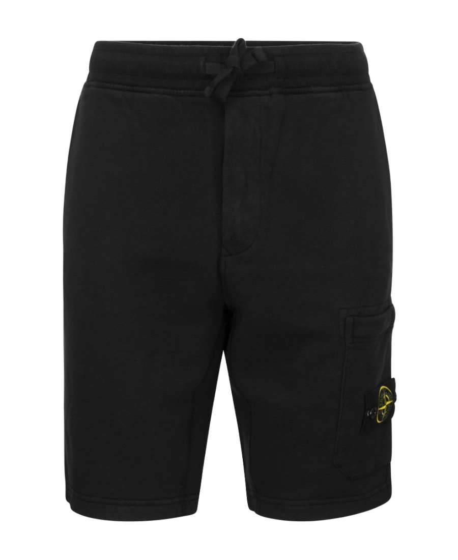 Stone Island Drawstring Logo Patch Shorts In Black