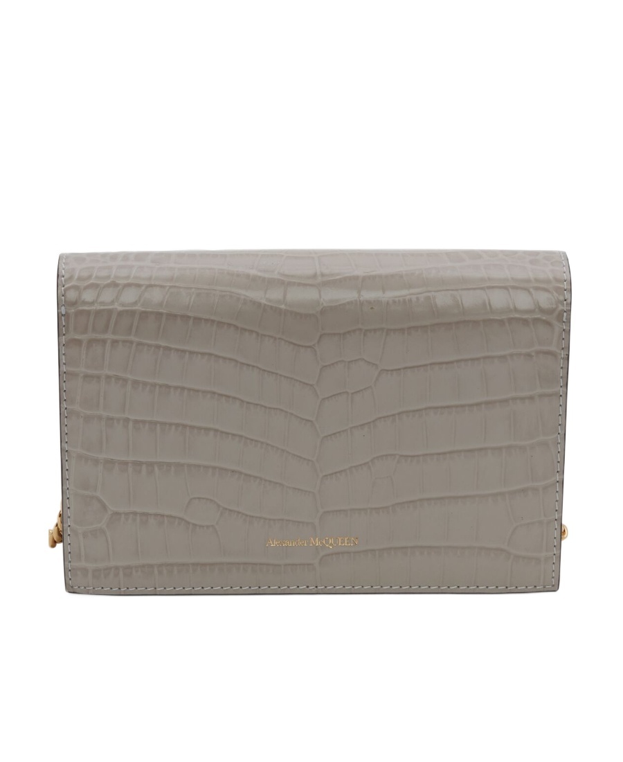 Alexander Mcqueen Crocodile-effect Leather Mini Bag In Brown