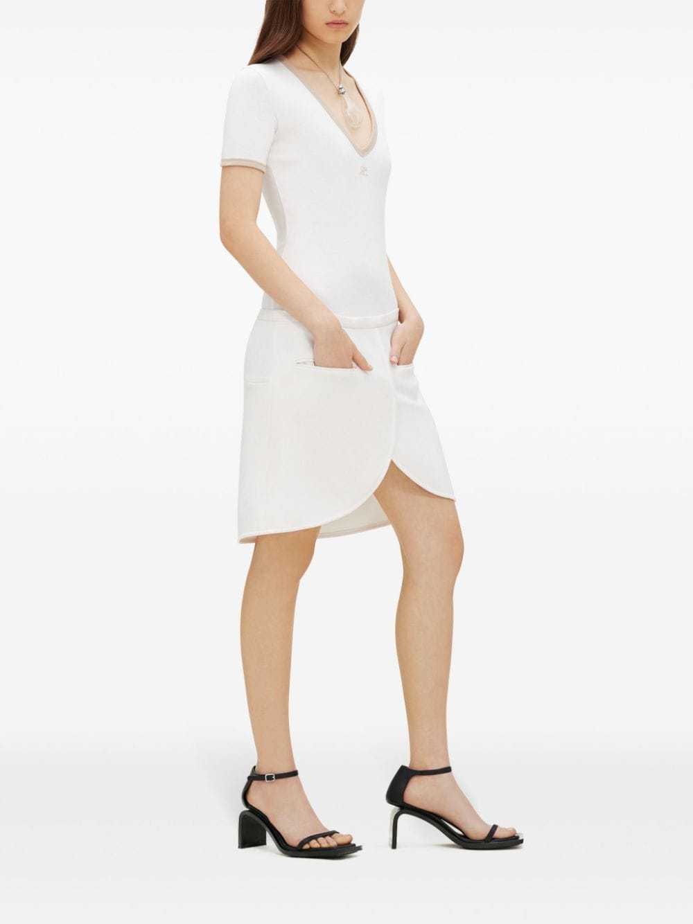 Courrèges Ellipse Asymmetric Miniskirt In White