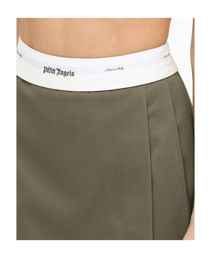 Palm Angels Pleated A-line Miniskirt In Green