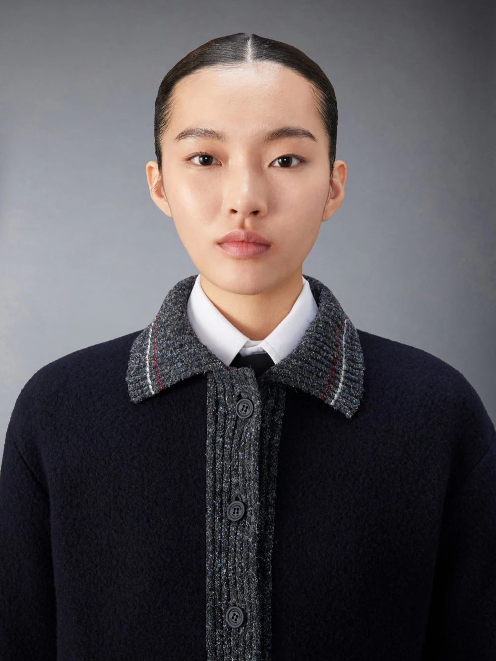 Thom Browne Speckled-trim Wool Cardigan In Black