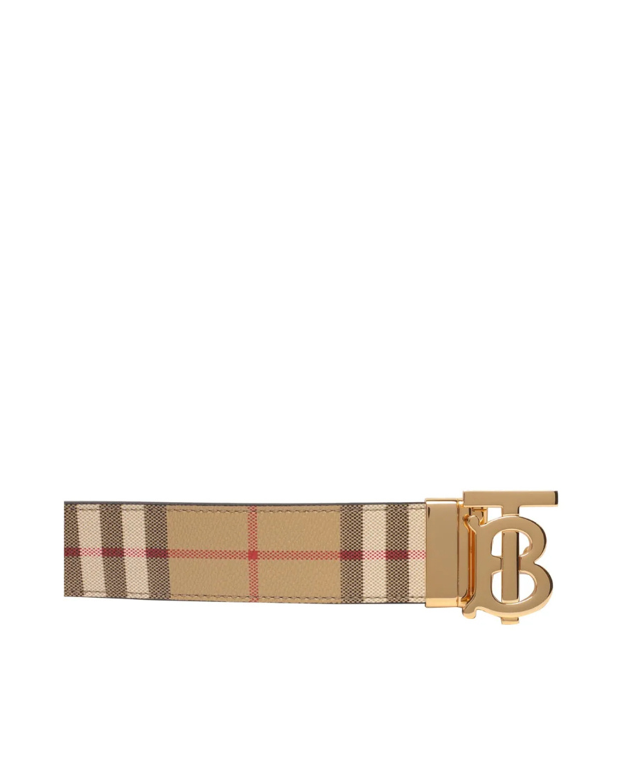 Burberry Tb Check-print Belt In Black