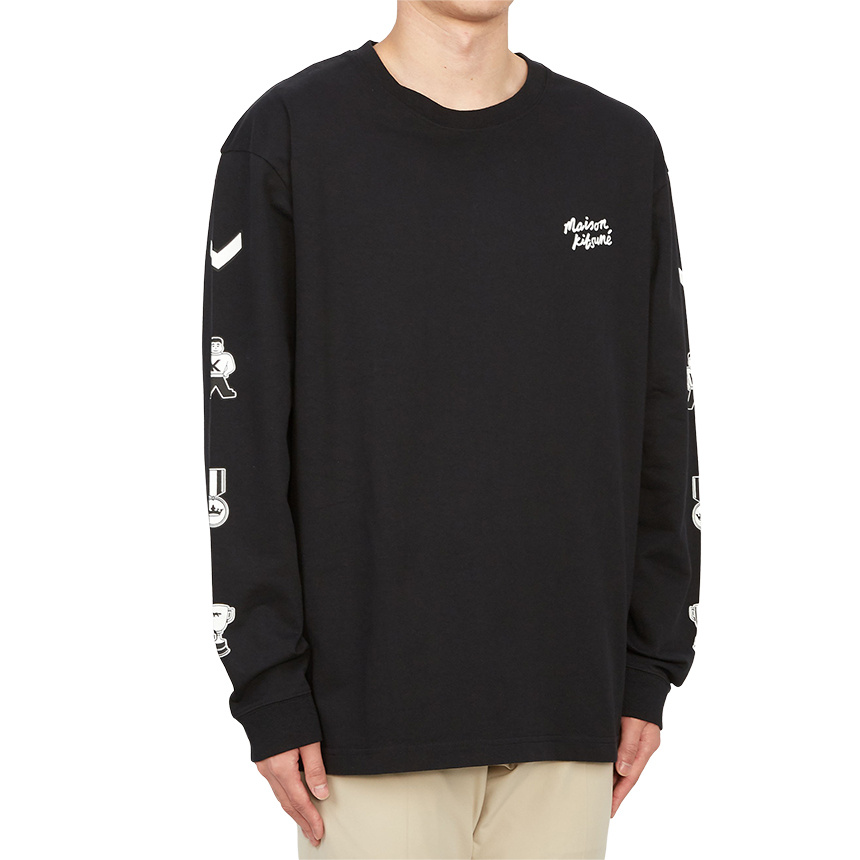 Maison Kitsuné Logo-print Crew-neck Sweatshirt In Black