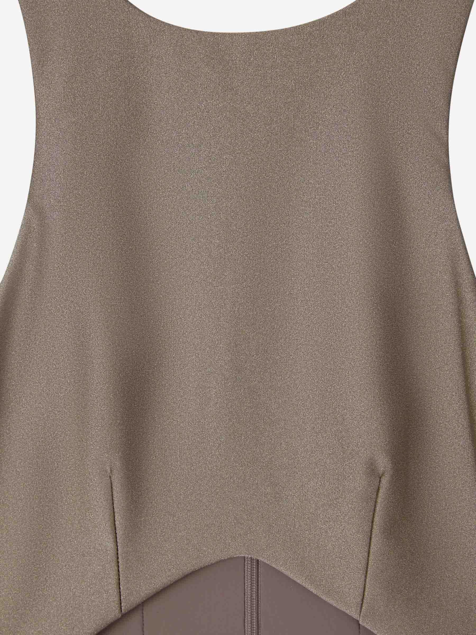 Attico Draped-hem Cut-out Midi Dress In Brown