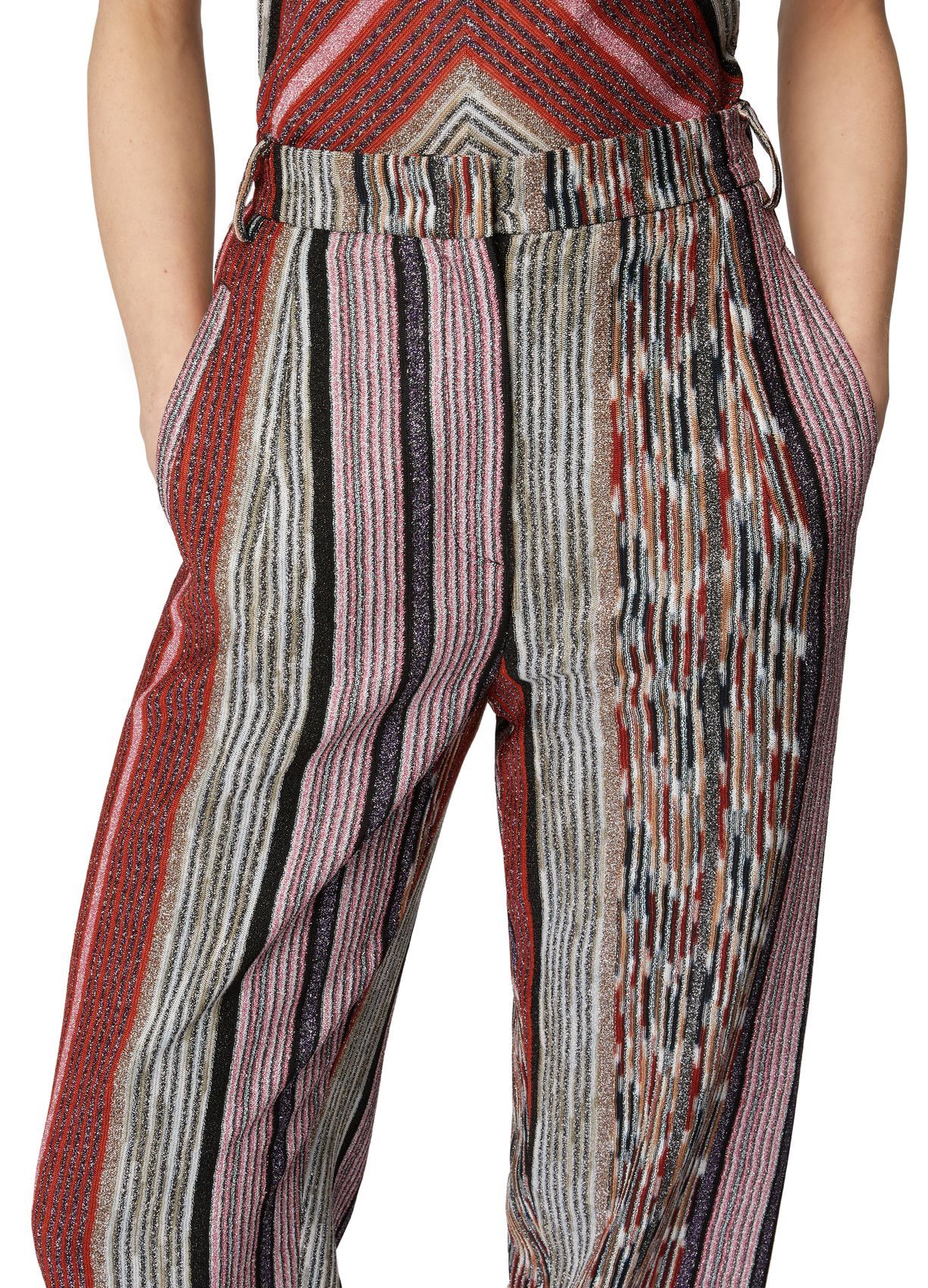 Missoni Printed Casual Pants In Black/silver
