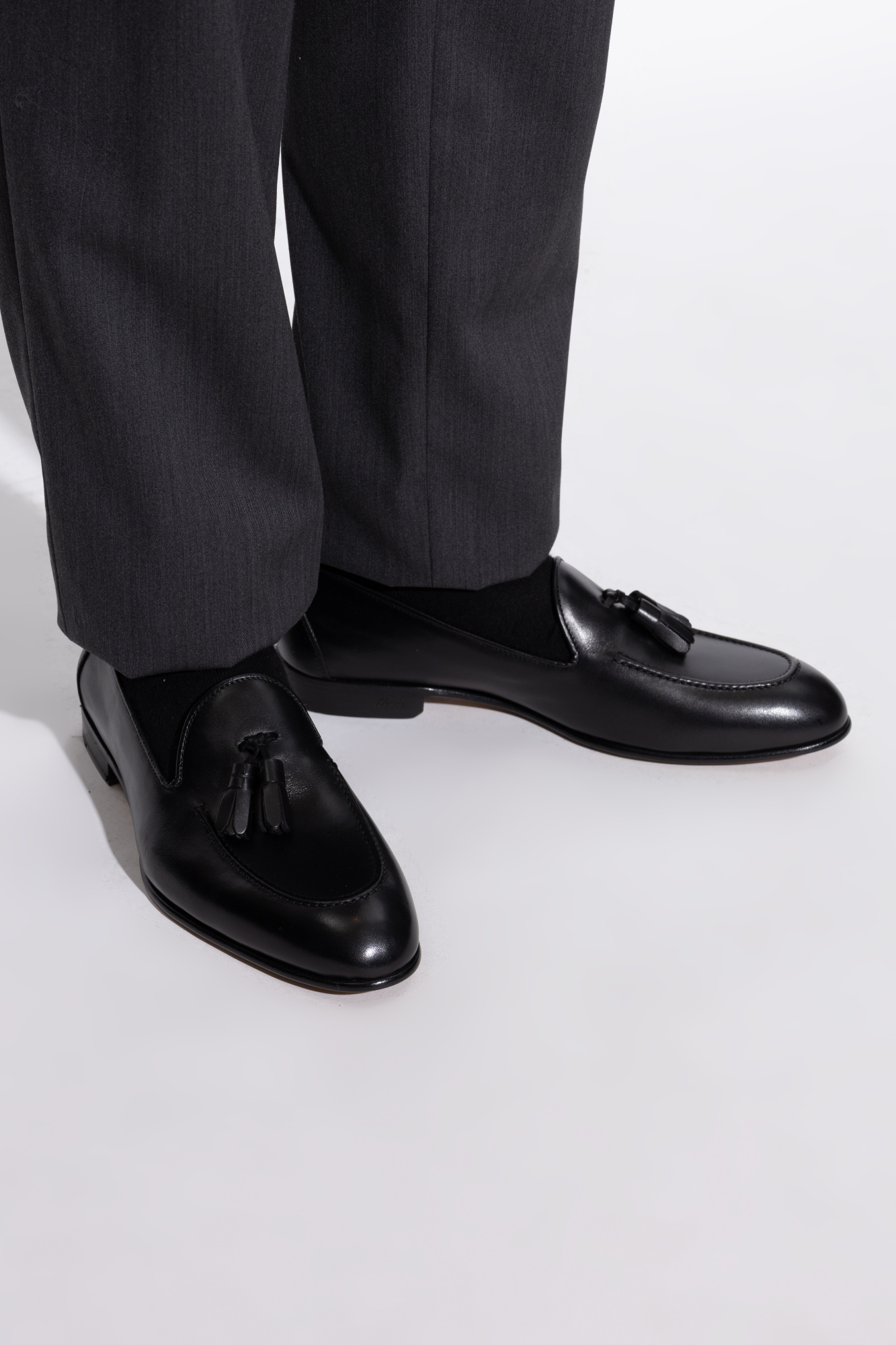 Brioni Leather Loafars In Black