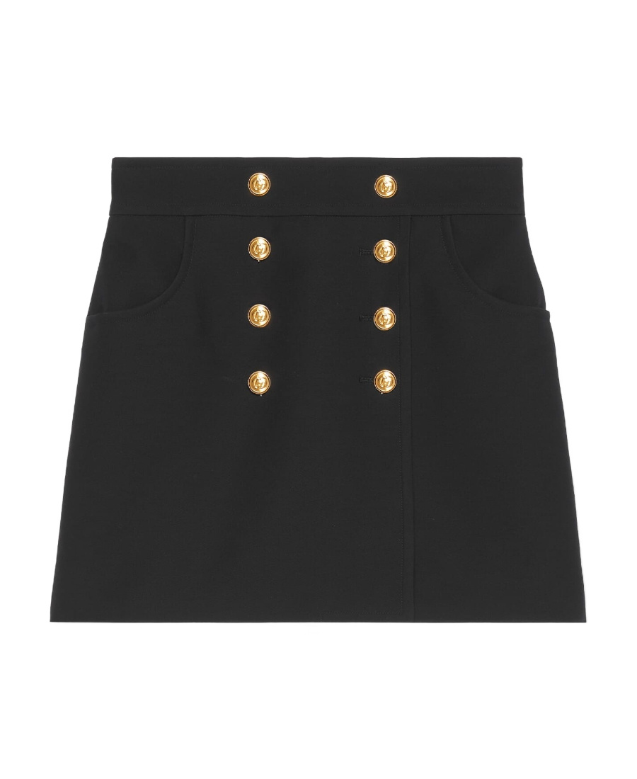 Gucci Button-up Crepe Skirt In Black