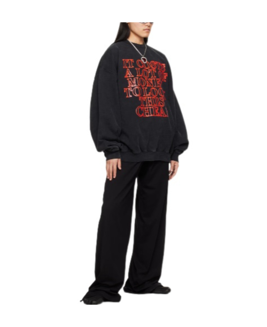 Vetements Text Pattern Round Neck Sweater In Black