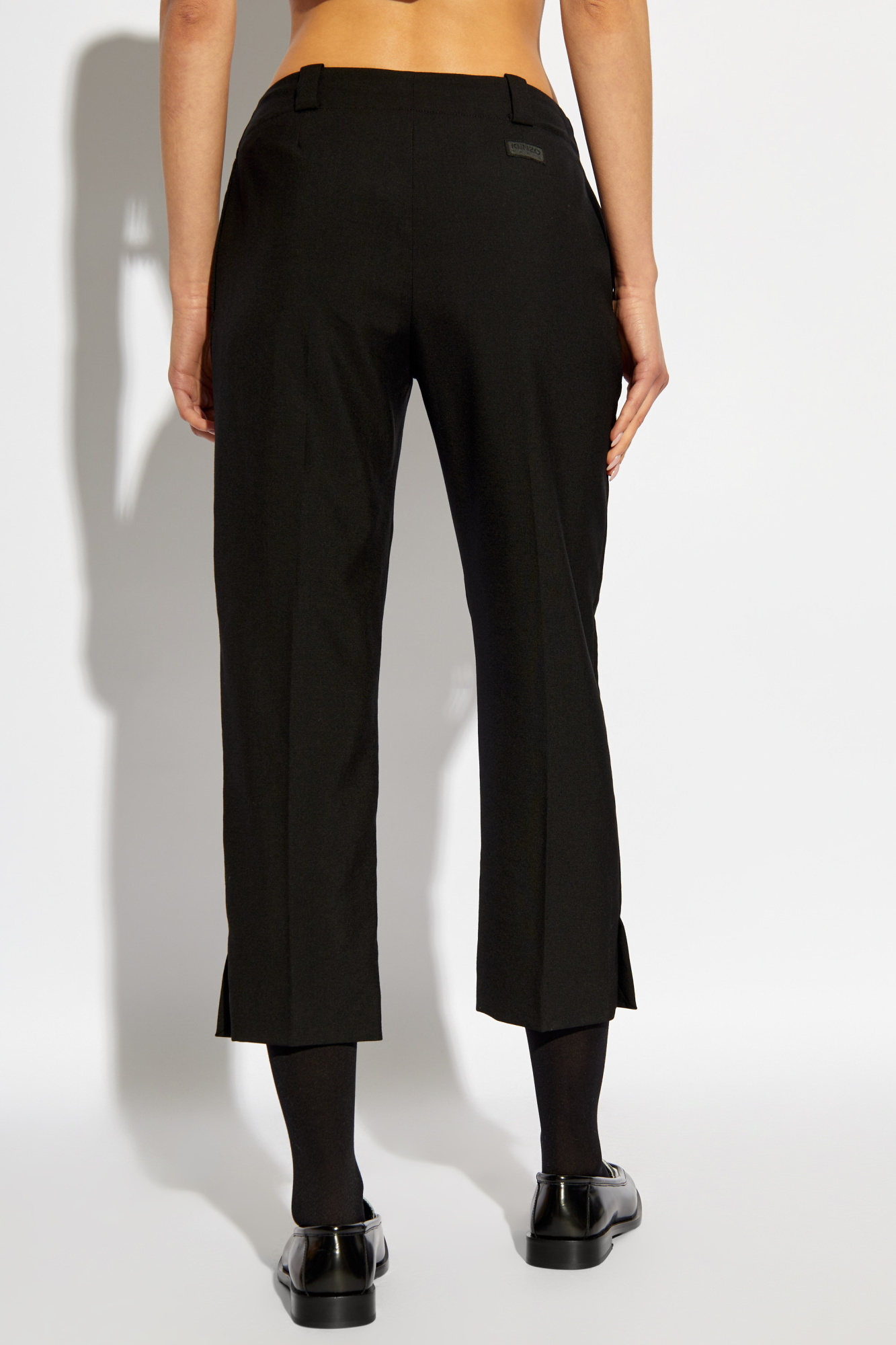 Kenzo Virgin Wool Cropped Pants In Black