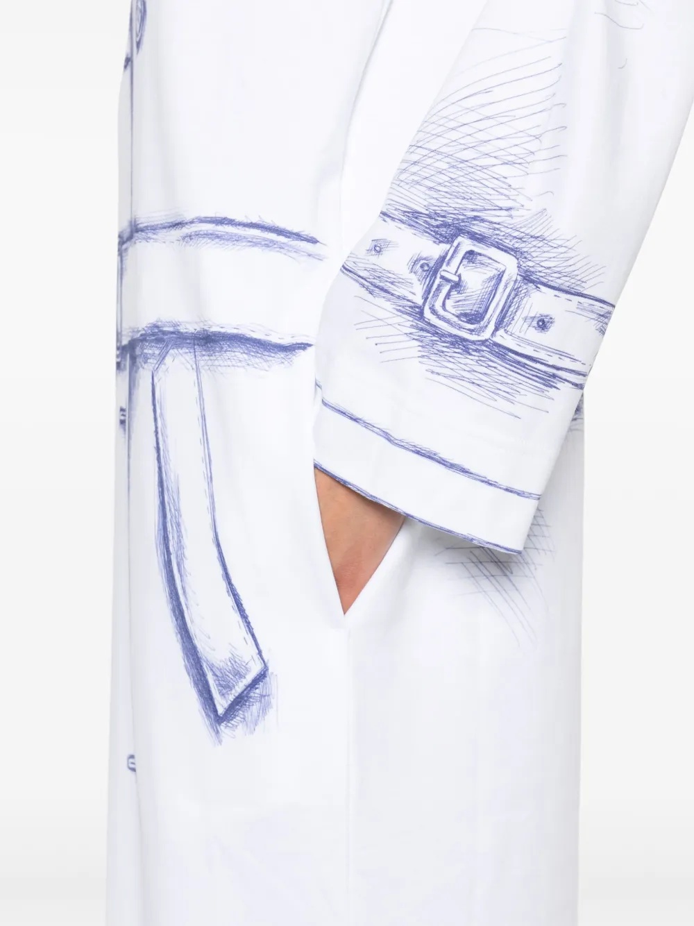 Moschino Long-sleeved Slit Detailed Dress In White
