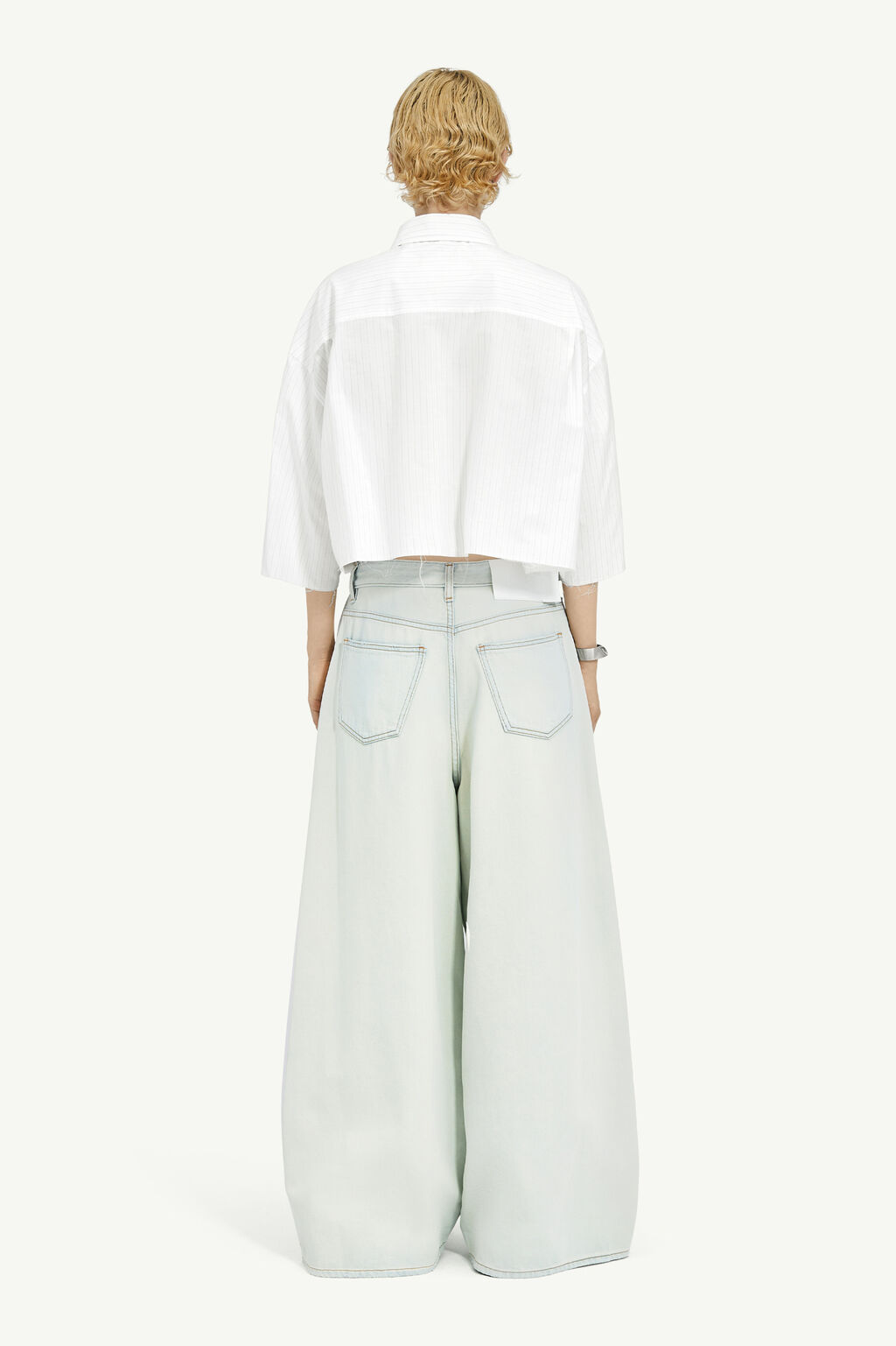 Shop Mm6 Maison Margiela Lightweight Denim Low-waist Trousers In Blue