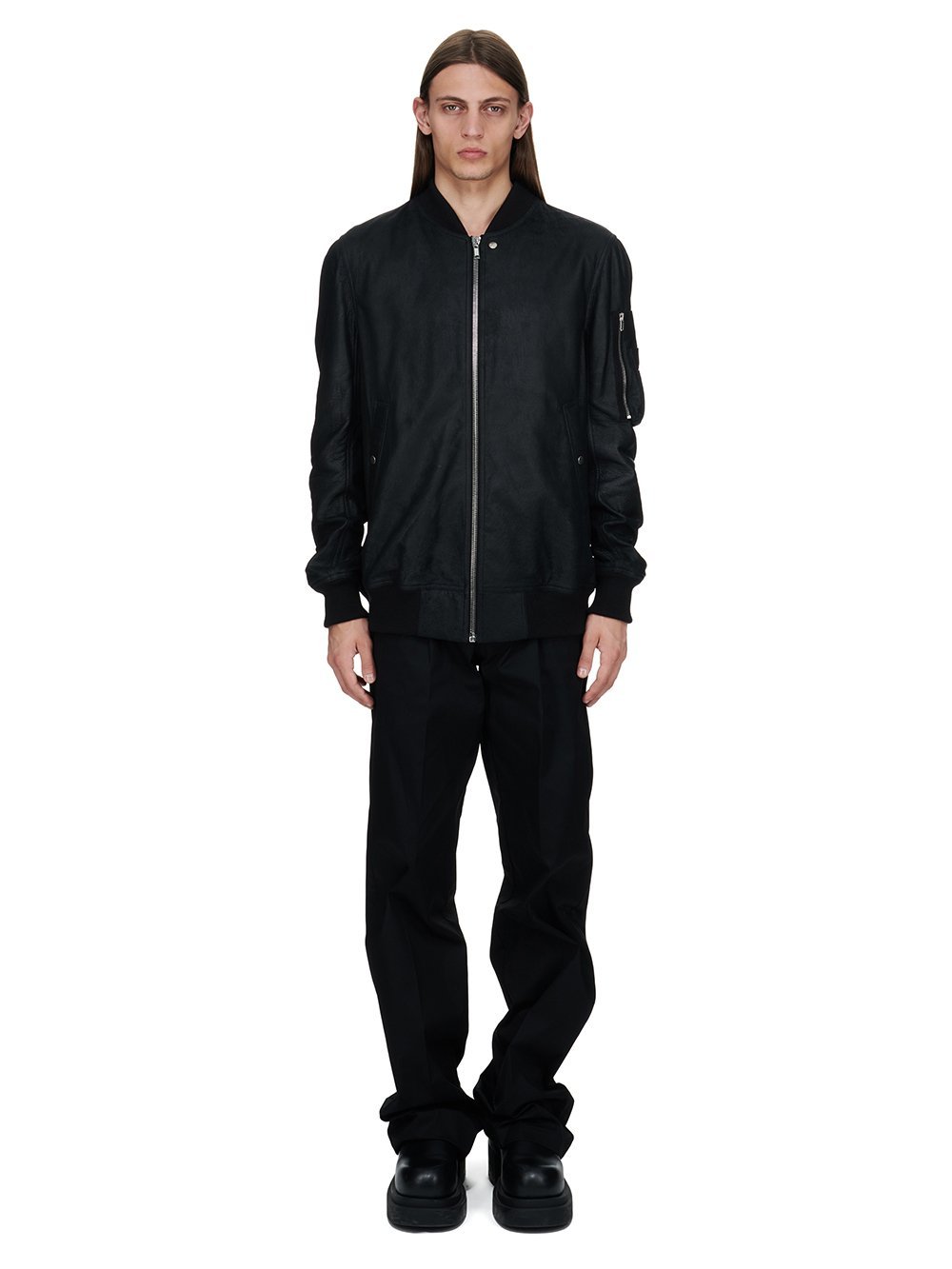 Rick Owens Man Jacket Black Size 38 Cotton, Silk, Virgin Wool In Black