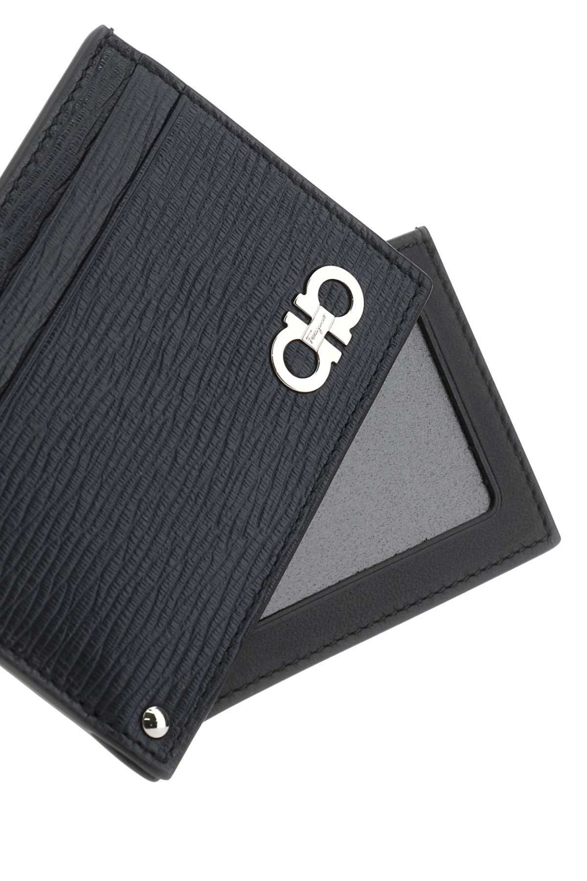 Ferragamo Gancini Bi-fold Leather Wallet In Black
