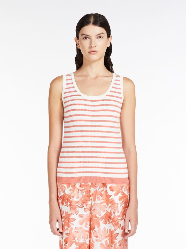 Max Mara Striped Knitted Tank Top In White