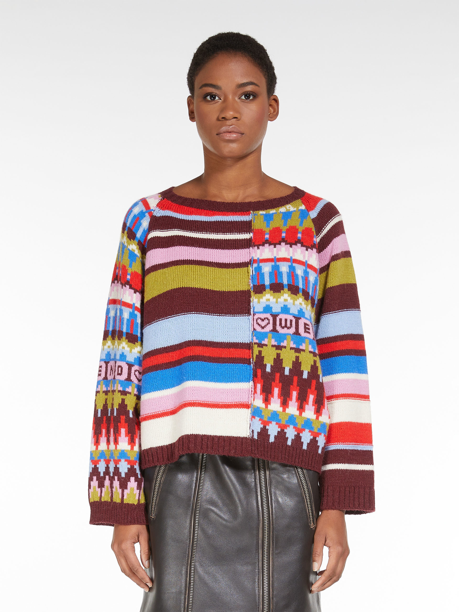 Weekend Max Mara Spliced Knitted Sweater In Brown