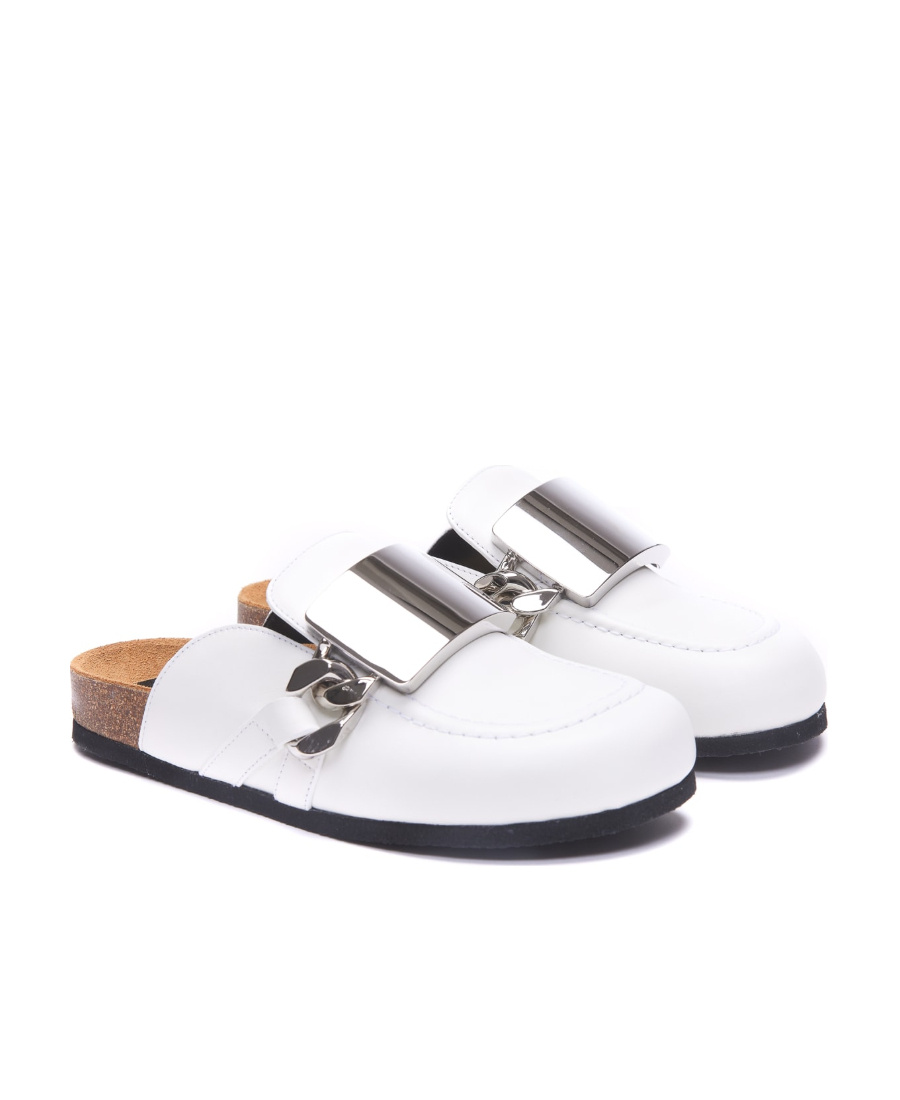 Jw Anderson Chain Embellished Slip-on Mules In White