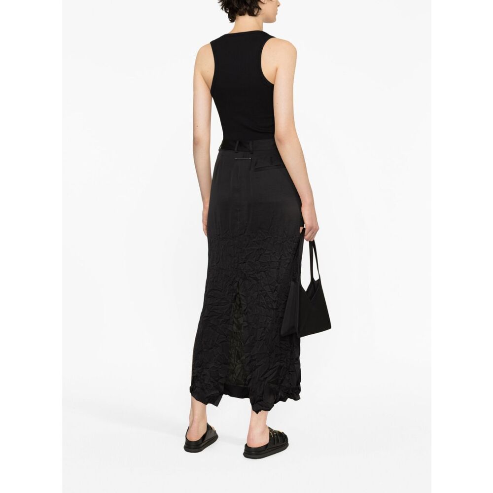 Mm6 Maison Margiela Crinkled Midi Skirt In Black